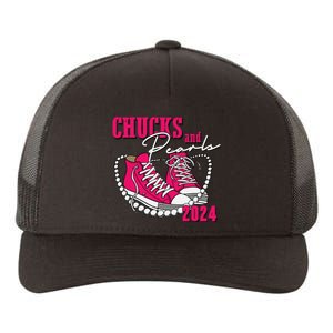 Chucks And Pearls Im With Her Kamala 2024 Yupoong Adult 5-Panel Trucker Hat