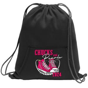 Chucks And Pearls Im With Her Kamala 2024 Sweatshirt Cinch Pack Bag