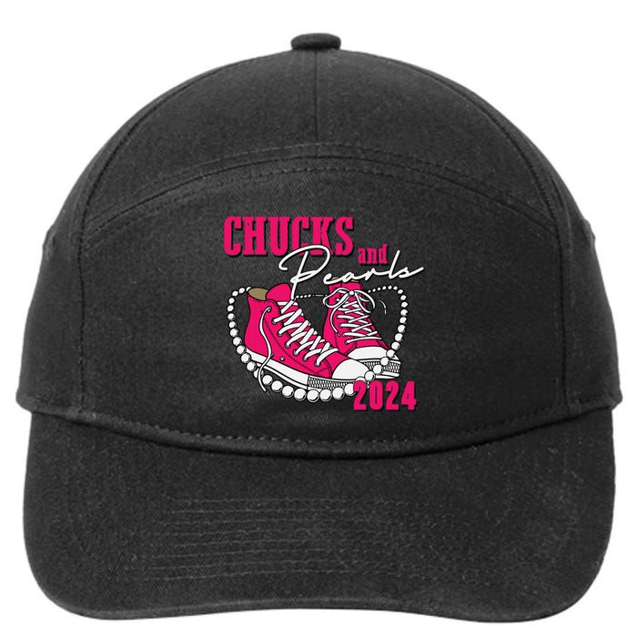 Chucks And Pearls Im With Her Kamala 2024 7-Panel Snapback Hat