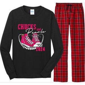 Chucks And Pearls Im With Her Kamala 2024 Long Sleeve Pajama Set