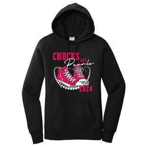 Chucks And Pearls Im With Her Kamala 2024 Women's Pullover Hoodie