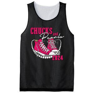 Chucks And Pearls Im With Her Kamala 2024 Mesh Reversible Basketball Jersey Tank