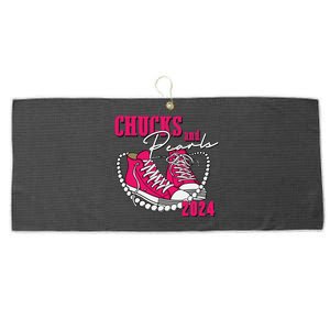 Chucks And Pearls Im With Her Kamala 2024 Large Microfiber Waffle Golf Towel