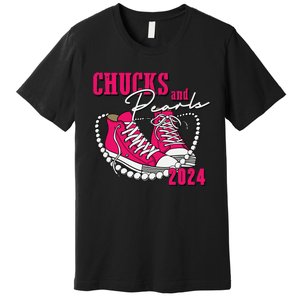 Chucks And Pearls Im With Her Kamala 2024 Premium T-Shirt