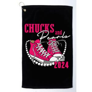 Chucks And Pearls Im With Her Kamala 2024 Platinum Collection Golf Towel