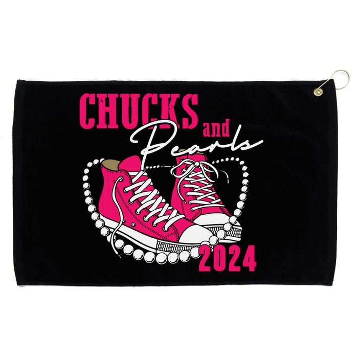 Chucks And Pearls Im With Her Kamala 2024 Grommeted Golf Towel