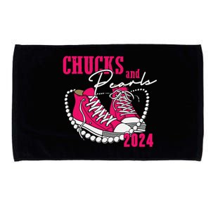 Chucks And Pearls Im With Her Kamala 2024 Microfiber Hand Towel