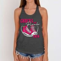 Chucks And Pearls Im With Her Kamala 2024 Women's Knotted Racerback Tank