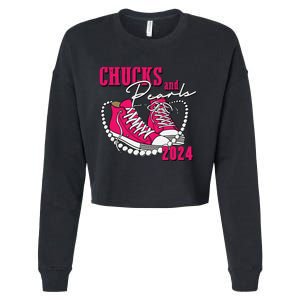 Chucks And Pearls Im With Her Kamala 2024 Cropped Pullover Crew