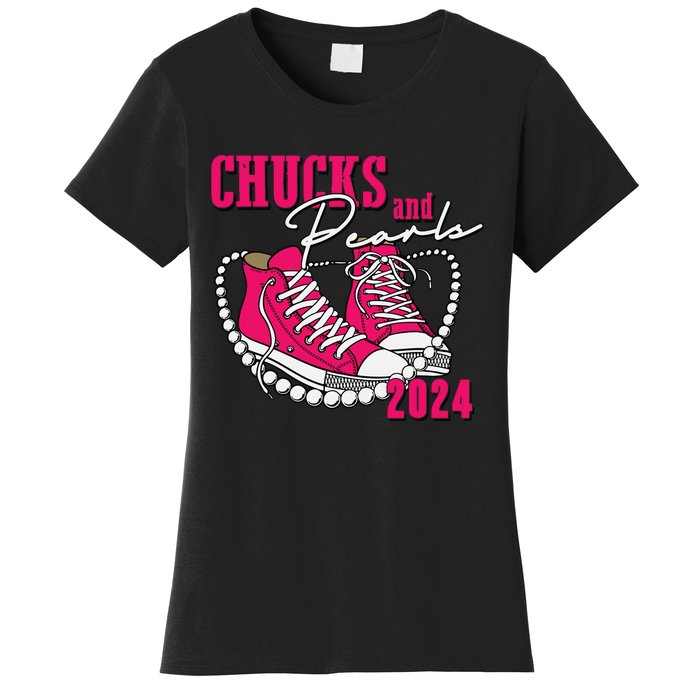 Chucks And Pearls Im With Her Kamala 2024 Women's T-Shirt