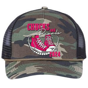 Chucks And Pearls Im With Her Kamala 2024 Retro Rope Trucker Hat Cap