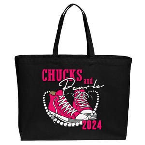 Chucks And Pearls Im With Her Kamala 2024 Cotton Canvas Jumbo Tote