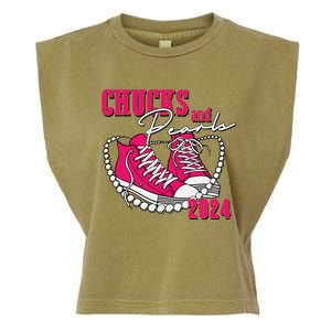 Chucks And Pearls Im With Her Kamala 2024 Garment-Dyed Women's Muscle Tee