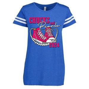 Chucks And Pearls Im With Her Kamala 2024 Enza Ladies Jersey Football T-Shirt