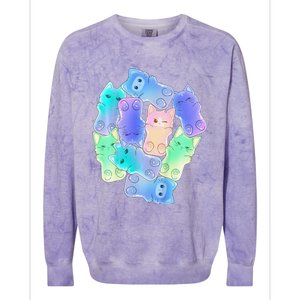 Cute Anime Pastel Cat Kawaii Neko Colorblast Crewneck Sweatshirt