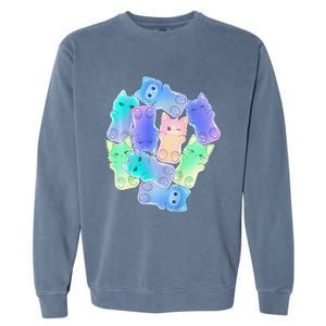 Cute Anime Pastel Cat Kawaii Neko Garment-Dyed Sweatshirt