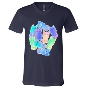 Cute Anime Pastel Cat Kawaii Neko V-Neck T-Shirt