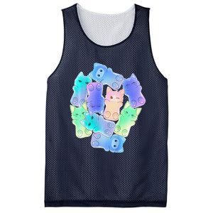 Cute Anime Pastel Cat Kawaii Neko Mesh Reversible Basketball Jersey Tank