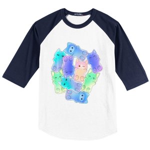 Cute Anime Pastel Cat Kawaii Neko Baseball Sleeve Shirt