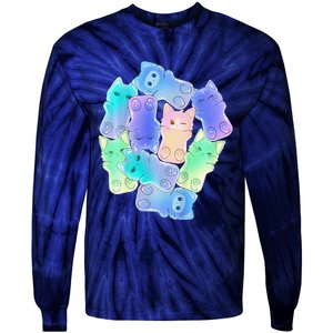 Cute Anime Pastel Cat Kawaii Neko Tie-Dye Long Sleeve Shirt