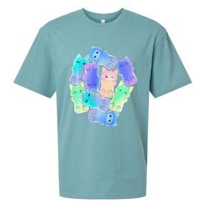 Cute Anime Pastel Cat Kawaii Neko Sueded Cloud Jersey T-Shirt