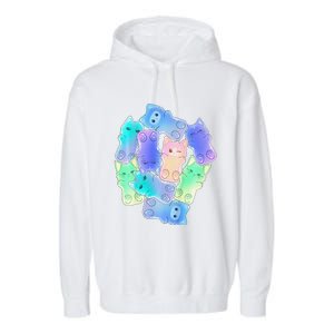 Cute Anime Pastel Cat Kawaii Neko Garment-Dyed Fleece Hoodie