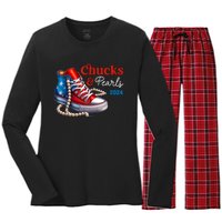 Chucks And Pearls 2024 Im With Her Kamala Women's Long Sleeve Flannel Pajama Set 