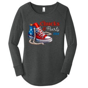 Chucks And Pearls 2024 Im With Her Kamala Women's Perfect Tri Tunic Long Sleeve Shirt