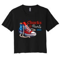 Chucks And Pearls 2024 Im With Her Kamala Women's Crop Top Tee