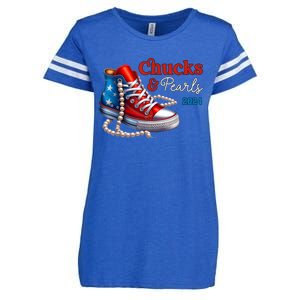 Chucks And Pearls 2024 Im With Her Kamala Enza Ladies Jersey Football T-Shirt