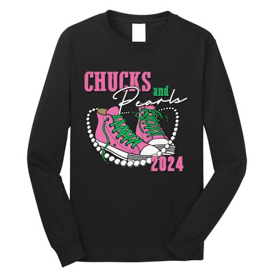 Chucks And Pearls IM With Her Kamala 2024 Long Sleeve Shirt