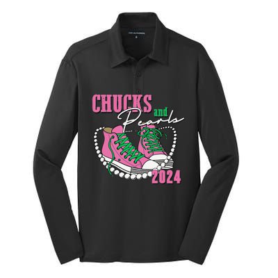 Chucks And Pearls IM With Her Kamala 2024 Silk Touch Performance Long Sleeve Polo