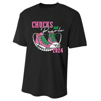 Chucks And Pearls IM With Her Kamala 2024 Performance Sprint T-Shirt