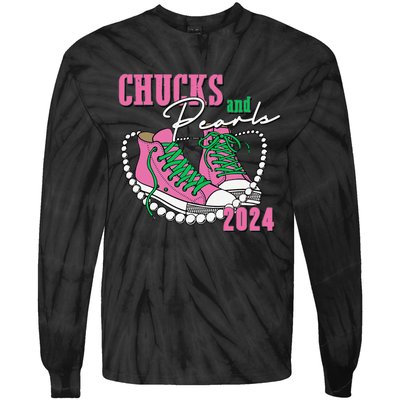 Chucks And Pearls IM With Her Kamala 2024 Tie-Dye Long Sleeve Shirt