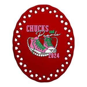 Chucks And Pearls IM With Her Kamala 2024 Ceramic Oval Ornament