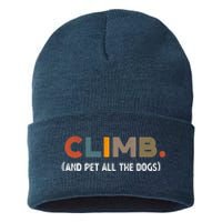 CLIMB. And Pet All The Dogs Funny Dog Lover Sustainable Knit Beanie