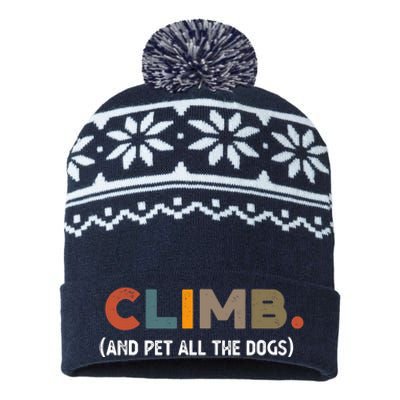 CLIMB. And Pet All The Dogs Funny Dog Lover USA-Made Snowflake Beanie