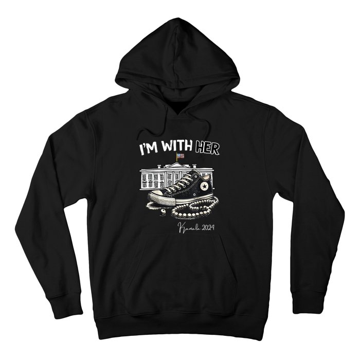 Chucks And Pearls IM With Her Kamala 2024 Retro Vintage Hoodie