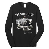 Chucks And Pearls IM With Her Kamala 2024 Retro Vintage Long Sleeve Shirt