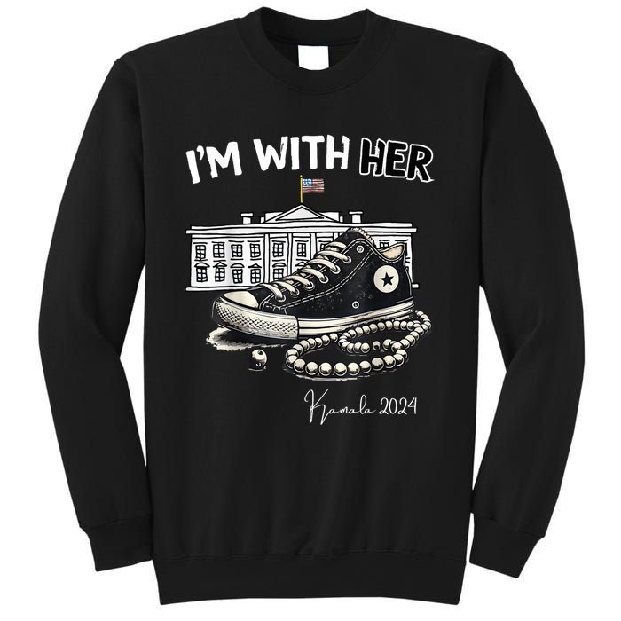 Chucks And Pearls IM With Her Kamala 2024 Retro Vintage Sweatshirt