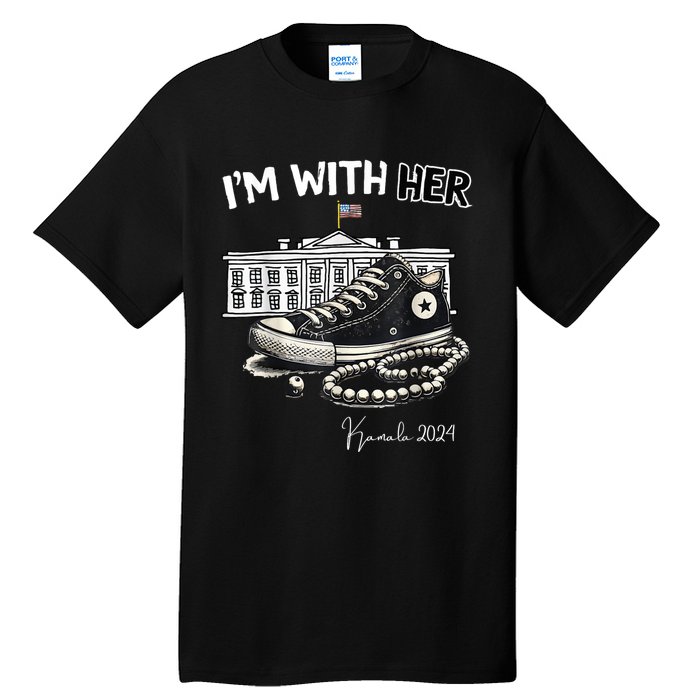 Chucks And Pearls IM With Her Kamala 2024 Retro Vintage Tall T-Shirt