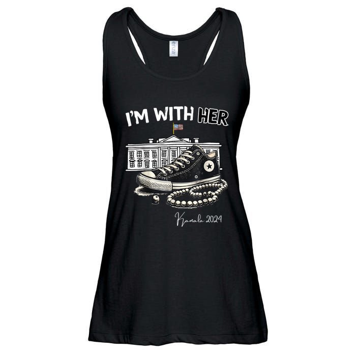 Chucks And Pearls IM With Her Kamala 2024 Retro Vintage Ladies Essential Flowy Tank