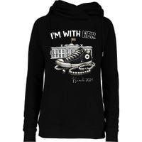 Chucks And Pearls IM With Her Kamala 2024 Retro Vintage Womens Funnel Neck Pullover Hood