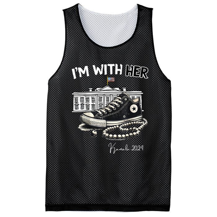 Chucks And Pearls IM With Her Kamala 2024 Retro Vintage Mesh Reversible Basketball Jersey Tank