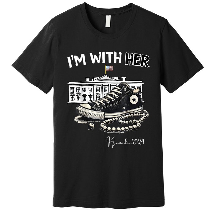 Chucks And Pearls IM With Her Kamala 2024 Retro Vintage Premium T-Shirt