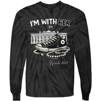 Chucks And Pearls IM With Her Kamala 2024 Retro Vintage Tie-Dye Long Sleeve Shirt