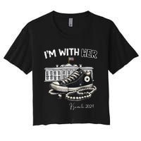 Chucks And Pearls IM With Her Kamala 2024 Retro Vintage Women's Crop Top Tee