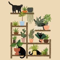 Cats And Plants Drawstring Bag