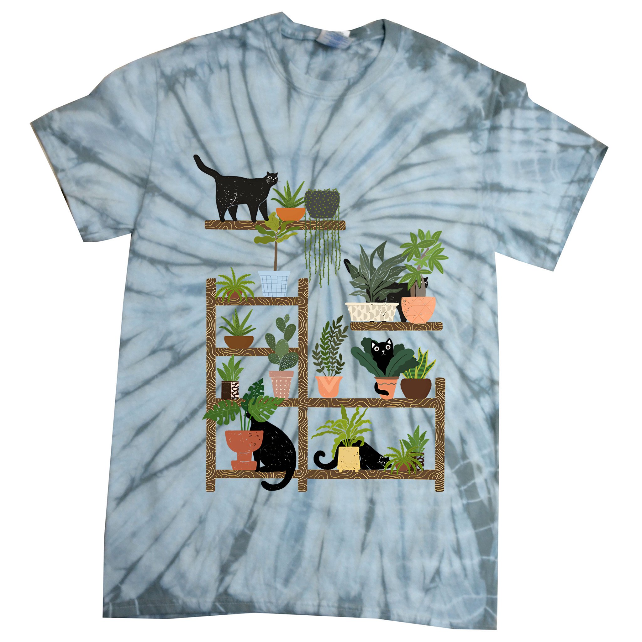 Cats And Plants Tie-Dye T-Shirt