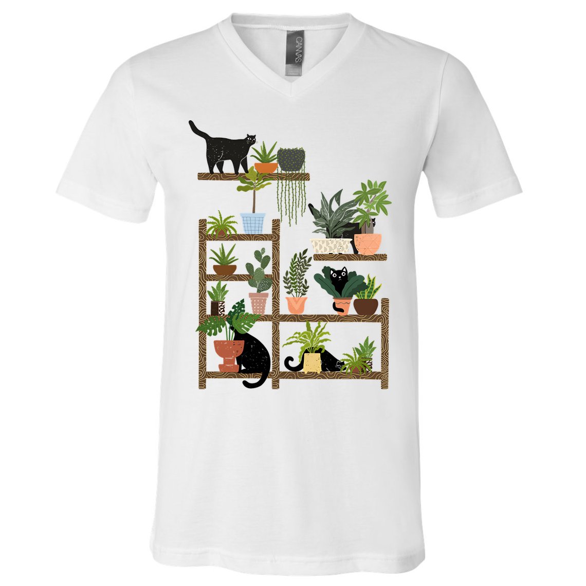 Cats And Plants V-Neck T-Shirt